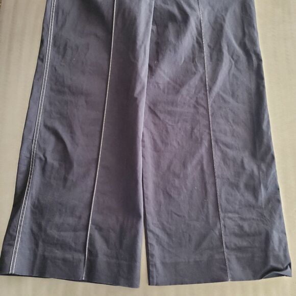 Diane Von Furstenberg DVF Kimberly Wide Leg Contrast Stitch Pants Blue size 14 - Picture 4 of 15